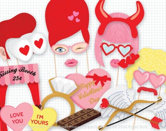 Accessoires pour photomaton Saint-Valentin, Accessoires pour photomaton, Photomaton de mariage, Photomaton, Cupidon, Cabine pour embrasser, EVJF, Amour, Cœurs