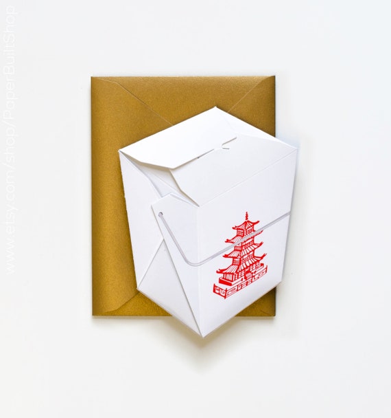 Gift Card Holder, Chinese Food Takeout, Food Lover Gift, Foodie, Gift Card Container, Holiday Wrapping, Holiday Gift Idea, Unique Gift Idea Il_570xn