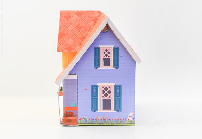 Spring Paper Dollhouse, Spring Paper Craft, Bunnies Rabbit Paper Doll, DIY Paper Kit, Bright Cheerful Flowers, Kids Craft, Paper Miniature image 2