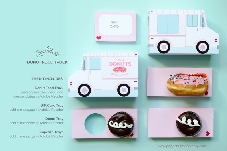 Donut Food Truck, Donut Party Favor, Food Truck, Cupcake Box, Sweet Shoppe Party, Bakery Box, Dessert Table, Centerpiece, Doughnut Birthday image 5