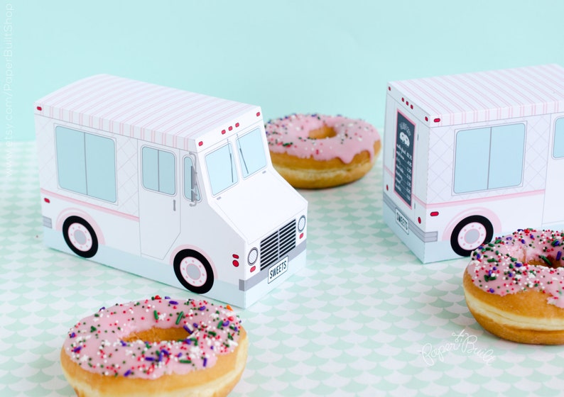 Donut Food Truck, Donut Party Favor, Food Truck, Cupcake Box, Sweet Shoppe Party, Bakery Box, Dessert Table, Centerpiece, Doughnut Birthday image 4