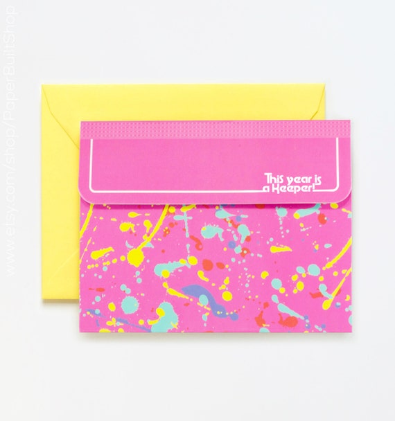 1980s Binder Birthday Card, Unique Happy Birthday Card, 80s School Supply Card, Its a Keeper, Notebook Card I love the 80s, Fun Die-cut Card Il_570xn