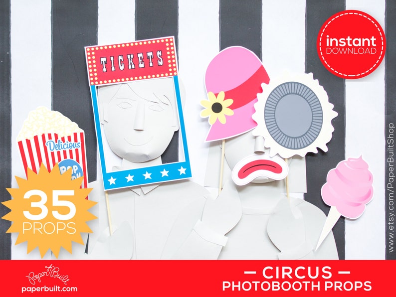 Circus Photo Booth Props, Photobooth Props, Circus Birthday, Circus Party Decor, Clown, Ringmaster, Circus Wedding, Party Centerpiece Ideas image 5