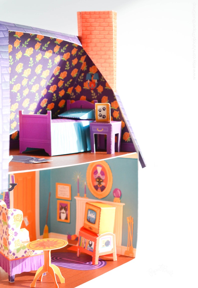 Halloween Papperdockhus-kit, Miniatyr Häxhuspyssel bild 7