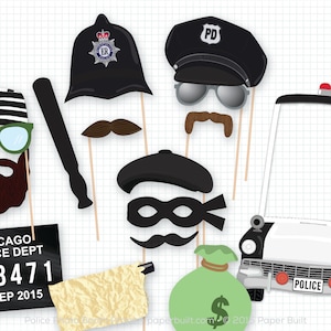 Police Party Prop, Photo Booth Props, Photobooth Props, Wedding Photo Booth, Mugshot Sign, Police Birthday, Cops Robbers, Police Car, Thief