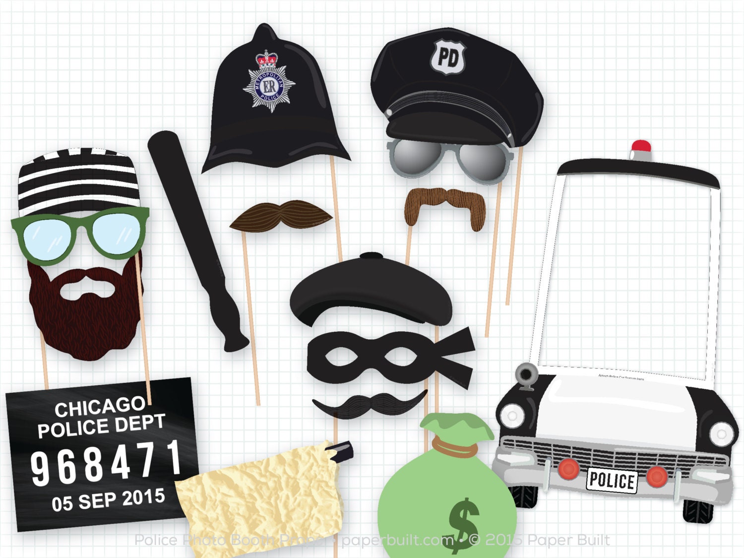 Police Party Prop Photo Booth Props Photobooth Props Etsy Police Party Prop Photo Booth Props Photobooth Props Etsy