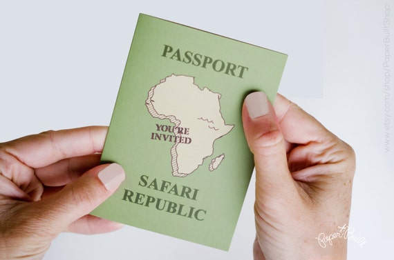 Safari Party Passport Invitation, Safari Birthday, Safari Animals, Jungle Birthday, Safari Baby Shower, Safari Bridal Shower, Animal Party Il_570xn