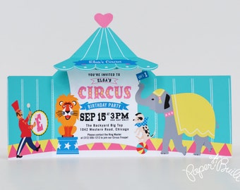 Circus Tent Invitation - Printable Circus Invite, Carnival Invitation, Circus Birthday, Circus Shower, Girlie Shower, Girl - Printable PDF