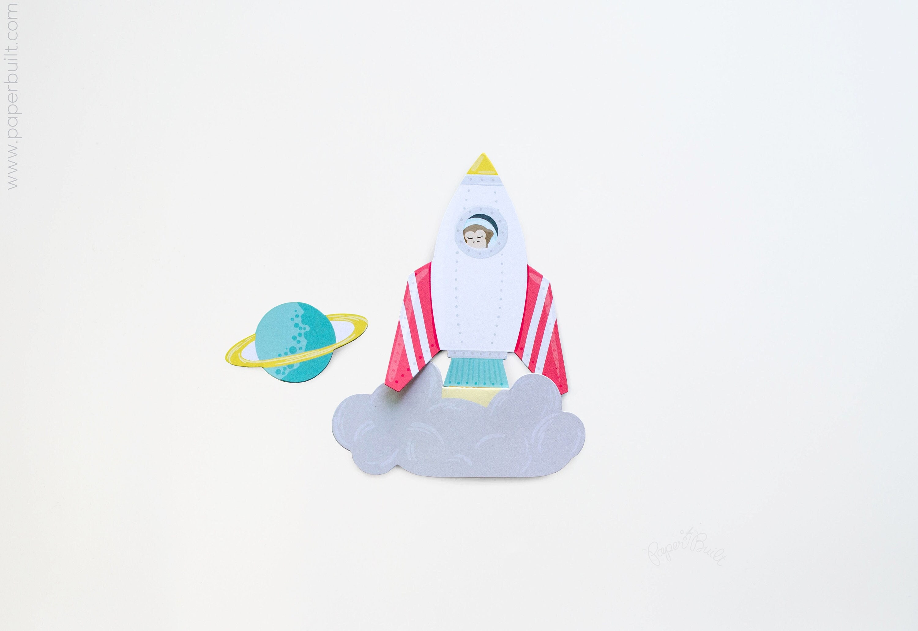 Rocket Birthday Invitation, Outer Space Party, Astronaut Party, Space Baby Shower, Die-Cut Rocketship Invite