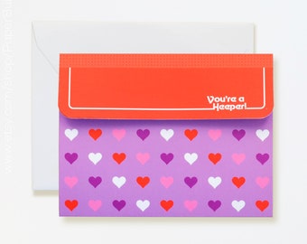 1980s Valentine Card, You're a Keeper, Unique Valentine, 80s School Supplies, Punny Valentine Notebook Card, I love the 80s Fun Die-cut Card