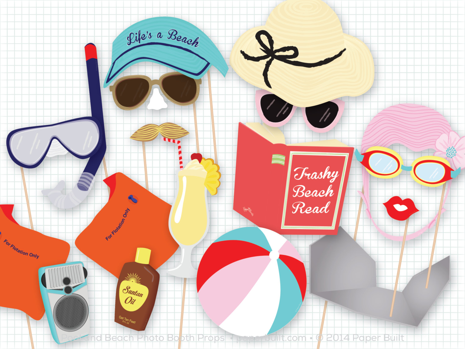 Pool party on sale photo booth props