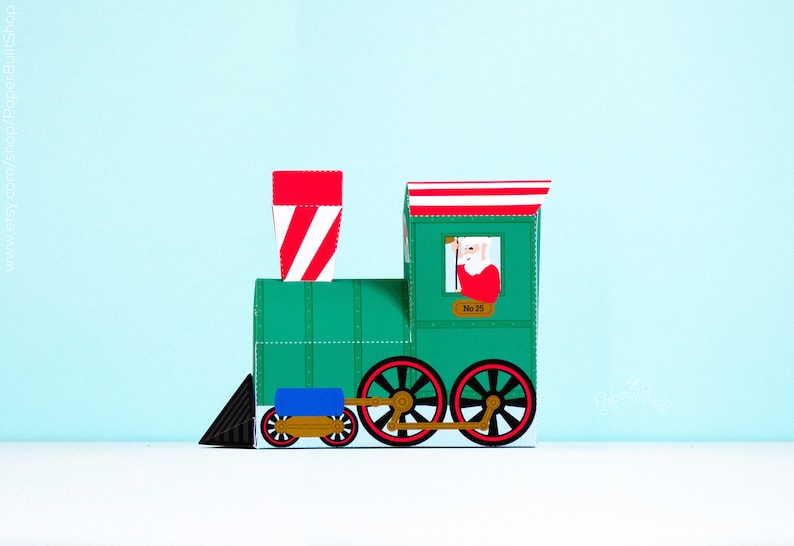 Christmas Treat Train, Christmas DIY, Holiday Cupcake Box, Christmas Decoration Holiday Decor, Holiday Centerpiece, Festive Train with Santa image 3