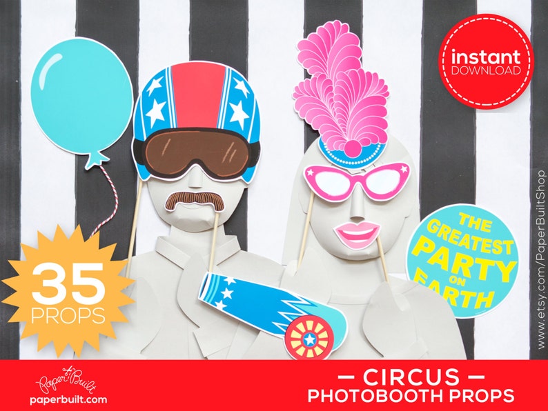 Circus Photo Booth Props, Photobooth Props, Circus Birthday, Circus Party Decor, Clown, Ringmaster, Circus Wedding, Party Centerpiece Ideas image 2