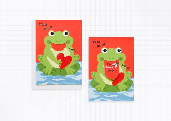 Kids Valentine Card, Frog Valentine, Palentines Day, School Classroom Valentine, Die Cut Popup Card, Punny Valentine, Froggy, Tongue Out Il_570xn