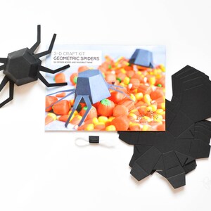 Halloween Spider, Geometric Spider Kit Set of 6, DIY Halloween Kit, Halloween Decor, Spider Garland, Halloween Banner, Modern, Sculpture image 2