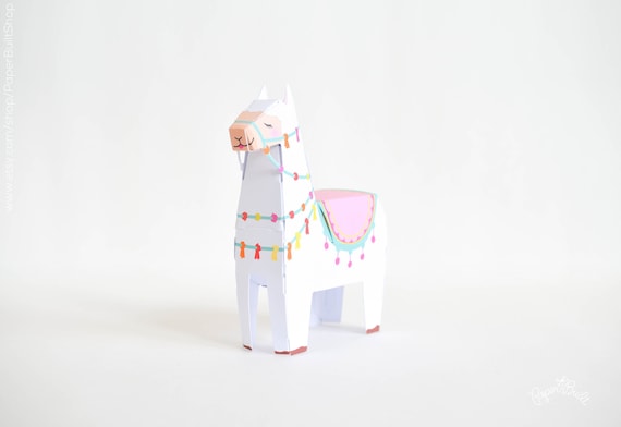 Pink Llama Favor Box - Set of 4, Llama Party Supplies, Llama Birthday Party, Llama Party Decor, Alpaca Fiesta Decoration, Llama Paper Toy Il_570xn