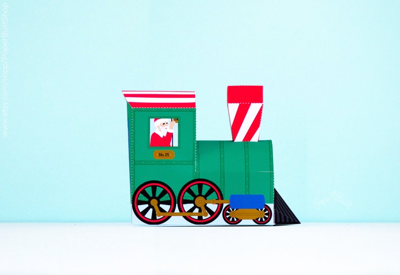 Christmas Treat Train, Christmas DIY, Holiday Cupcake Box, Christmas Decoration Holiday Decor, Holiday Centerpiece, Festive Train with Santa image 4