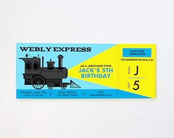 Modern Train Ticket Invitation, Train Birthday Invite, Boarding Pass Invitation, Railroad Ticket Party, Train Baby Shower