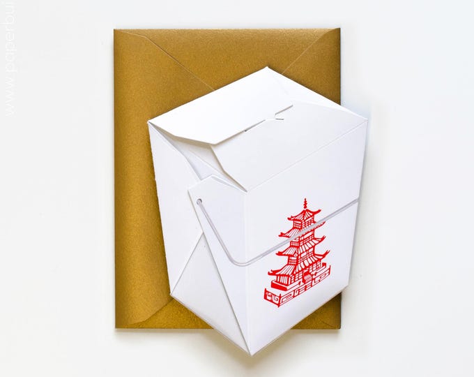 Handmade Chinese Takeout Gift Card Holder with Chopsticks