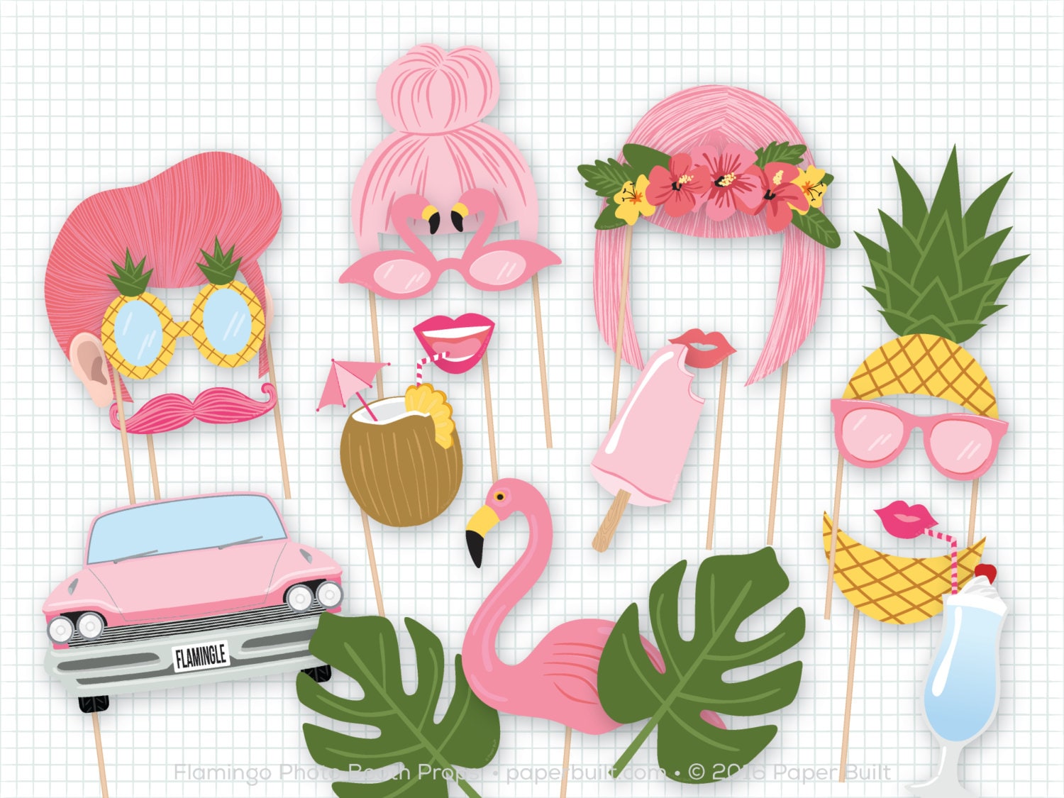 Flamingo Photo Booth Props Pink Photobooth Props Flamingo Party Pink Tropical Theme Flamingle Party Birthday Party Wedding