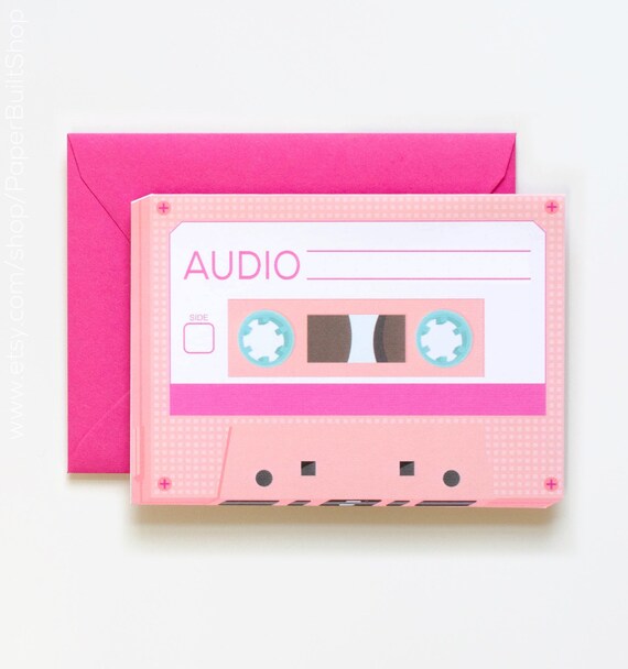 Mixed Tape Gift Card Holder, Cassette Tape, Die-cut Greeting Card, 1980s Card, I love the 80s birthday, Retro Mix Tape Il_570xn
