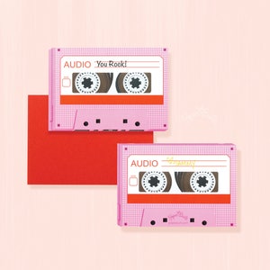 ミックステープバレンタインカード、パレンタインズデーカセットテープバレンタイン、1980年代バレンタイン、80年代大好き、学校教室バレンタインキッズ、ダイカット