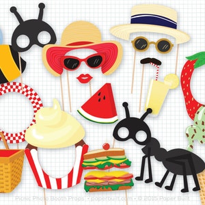 Picnic Party, Photo Booth Props, Photobooth Props, Picnic Basket, Summertime, Bumble Bee Ant, Picnic Birthday, Lemonade Watermelon Ice Cream