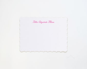 Pretty Personalized Stationery, Unique Die-Cut Scalloped Card, Double-Thick Stationery, Girly Personalized Stationery, Social Stationery