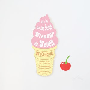 Eisparty Einladung, Soft Serve Eistüten Einladung, Sommerparty, Eisgeburtstag Einladung, Eiscreme Social, Die Cut