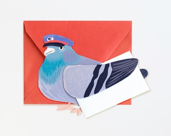 Special Delivery Pigeon Card, Send a Unique Note, Die-cut Carrier Pigeon, Just Because Card