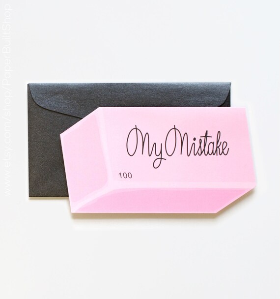 Sorry Card, I'm Sorry Card, Apology Card, I Made a Mistake, Forgive Me Card, My Mistake, Do Over Eraser, Pink Eraser, Can We Talk Il_570xn