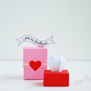 Diamond Ring Valentine, Paper Ring, Paper Gem, You're Brilliant Valentine, Valentine, Valentines Day, You're a Gem Valentine, Paper Craft image 2