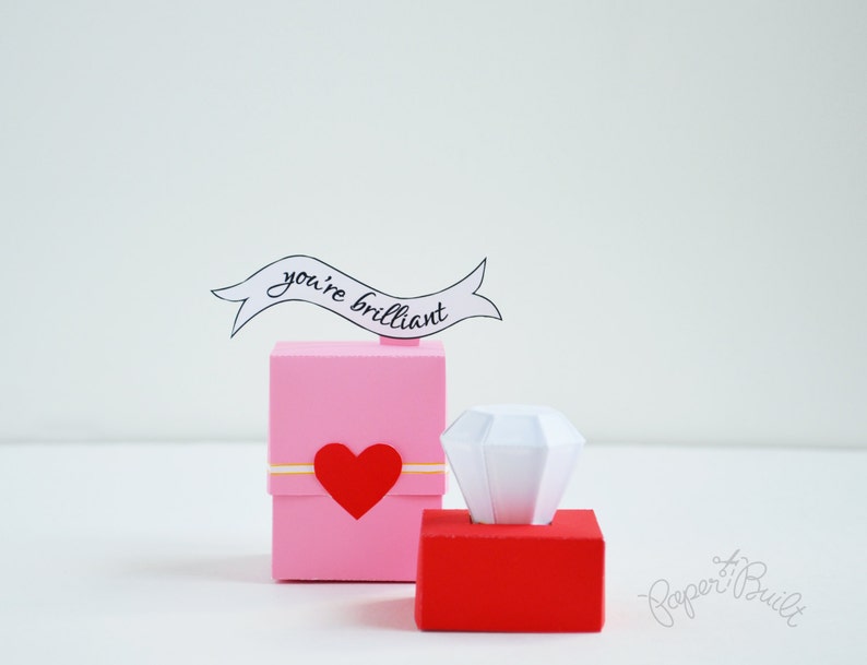 Diamond Ring Valentine, Paper Ring, Paper Gem, You're Brilliant Valentine, Valentine, Valentines Day, You're a Gem Valentine, Paper Craft image 2