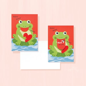 Tarjeta de San Valentín para niños, San Valentín de rana, Día de Palentines, Día de San Valentín, San Valentín en el aula escolar, Tarjeta emergente troquelada, Punny Valentine, Lengua