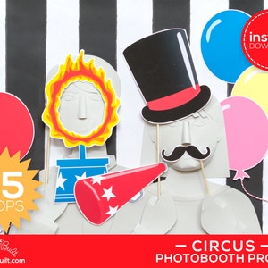 Circus Photo Booth Props, Photobooth Props, Circus Birthday, Circus Party Decor, Clown, Ringmaster, Circus Wedding, Party Centerpiece Ideas image 3