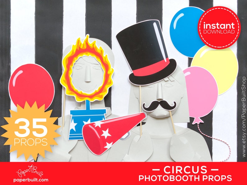 Circus Photo Booth Props, Photobooth Props, Circus Birthday, Circus Party Decor, Clown, Ringmaster, Circus Wedding, Party Centerpiece Ideas image 3
