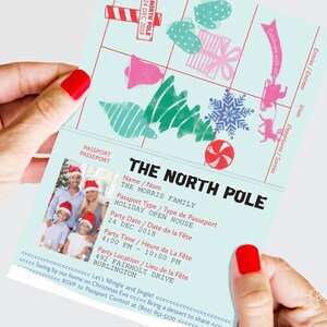 Holiday Open House, Mingle and Jingle, Christmas Party Invitation, North Pole Passport Invite, Christmas Birthday, Winter Wonederland, Santa image 2