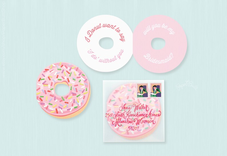 Will You Be My Bridesmaid Card, Donut Bridesmaid Card, I Donut Want to Say I Do Without You, Ask Bridesmaids, Bridesmaid Proposal image 1