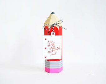 Holiday Pencil Craft Kit, Teacher Gift Box, 3D Favor, Gift Card Holder