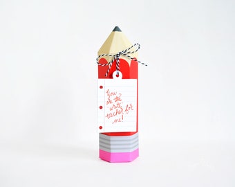 Make Your Own Holiday Pencil Craft Kit, Holiday Present for Teacher, Christmas Pencil Favor Box, 3D Craft Kit, Gift Box, Gift Card Holder