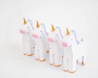 Unicorn Favor Box, Unicorn Paper Toy, Unicorn Party Supplies, I