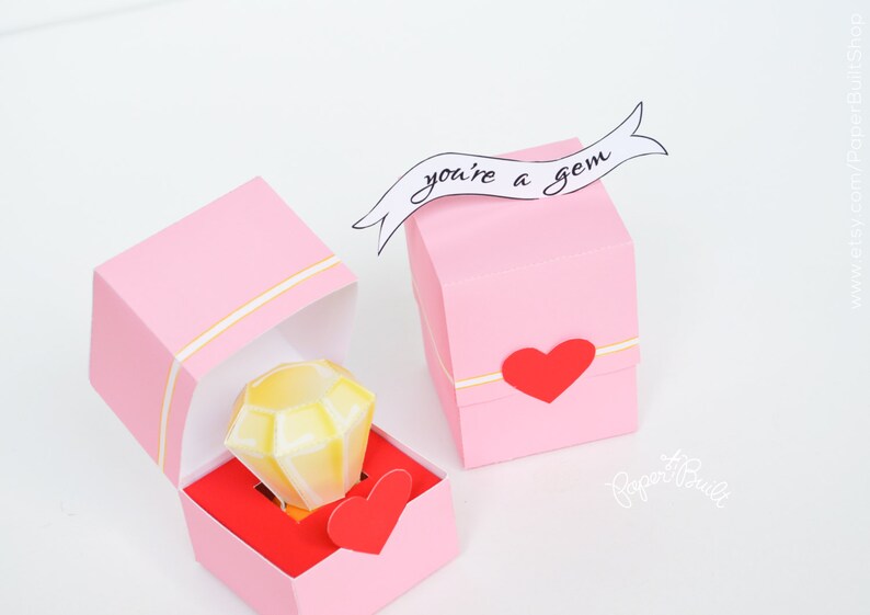 Diamond Ring Valentine, Paper Ring, Paper Gem, You're Brilliant Valentine, Valentine, Valentines Day, You're a Gem Valentine, Paper Craft image 1