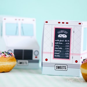 Donut Food Truck, Donut Party Favor, Food Truck, Cupcake Box, Sweet Shoppe Party, Bakery Box, Dessert Table, Centerpiece, Doughnut Birthday image 3