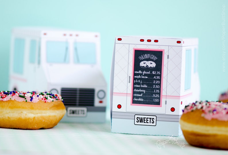 Donut Food Truck, Donut Party Favor, Food Truck, Cupcake Box, Sweet Shoppe Party, Bakery Box, Dessert Table, Centerpiece, Doughnut Birthday image 3