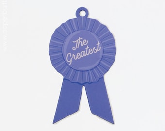 Award Ribbon Gift Tag, Set of 8, Blue Ribbon Favor Tag, The Greatest Present Tag, Die-cut Gift Tag