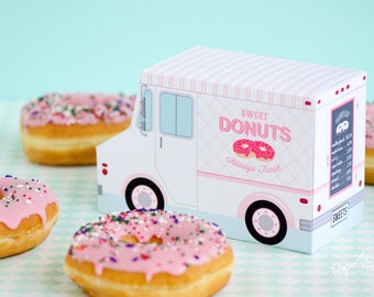 Donut Food Truck, Donut Party Favor, Food Truck, Cupcake Box, Sweet Shoppe Party, Bakery Box, Dessert Table, Centerpiece, Doughnut Birthday