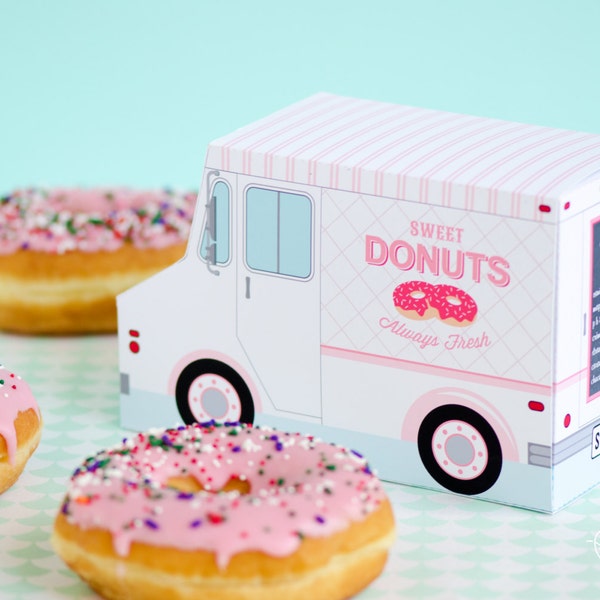 Donut Food Truck Box, Editable Menu (PDF Pattern)