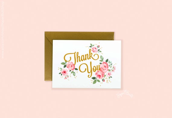 Bridal Party Thank You Cards Set of 10 Blush Floral Bridesmaid Thank You Cards