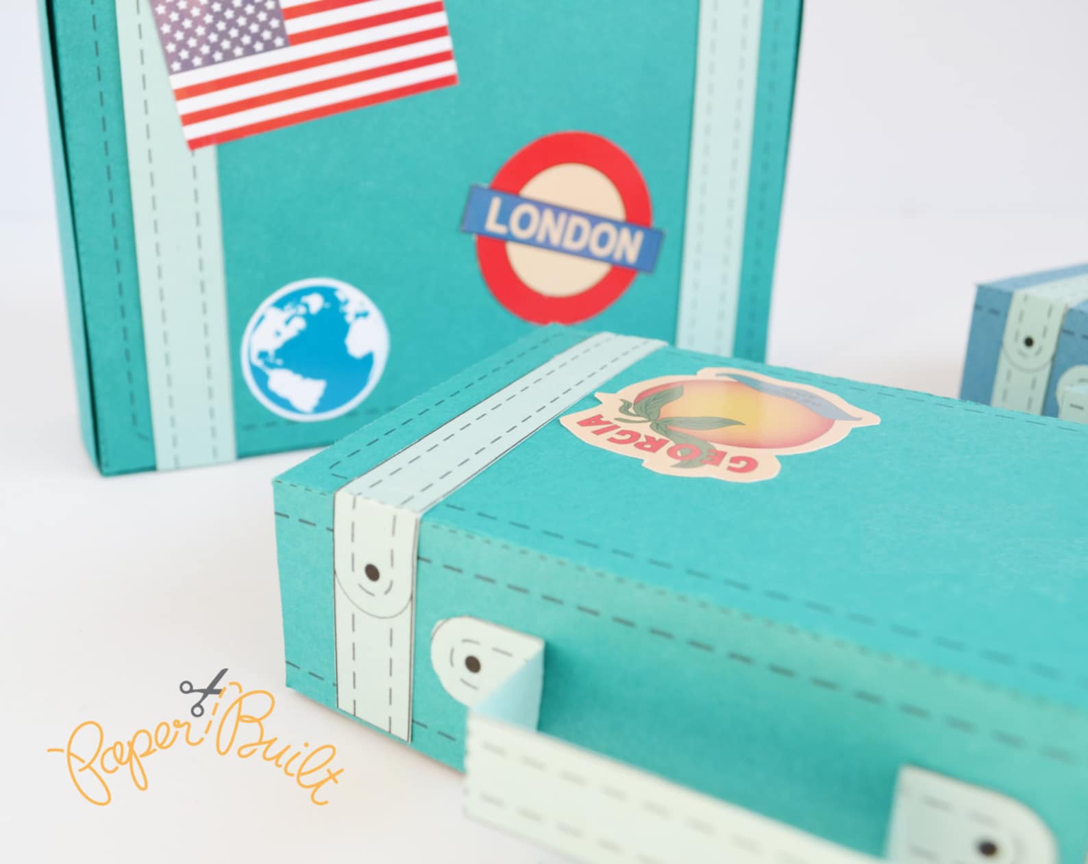 Fun Suitcase Pattern Vintage Suitcase Favor Box Template – (digital Download) - Etsy UK