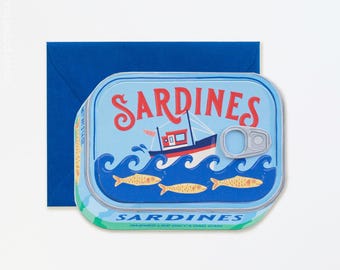 Funny Sardine Can Father's Day Card, Interactive Fish Surprise, Dad Joke Gift